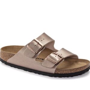 Arizona Birko-Flor Metallic Double Strap Sandals
